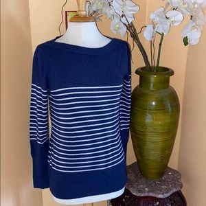 F & F UK brand  navy striped cashmere sweater L